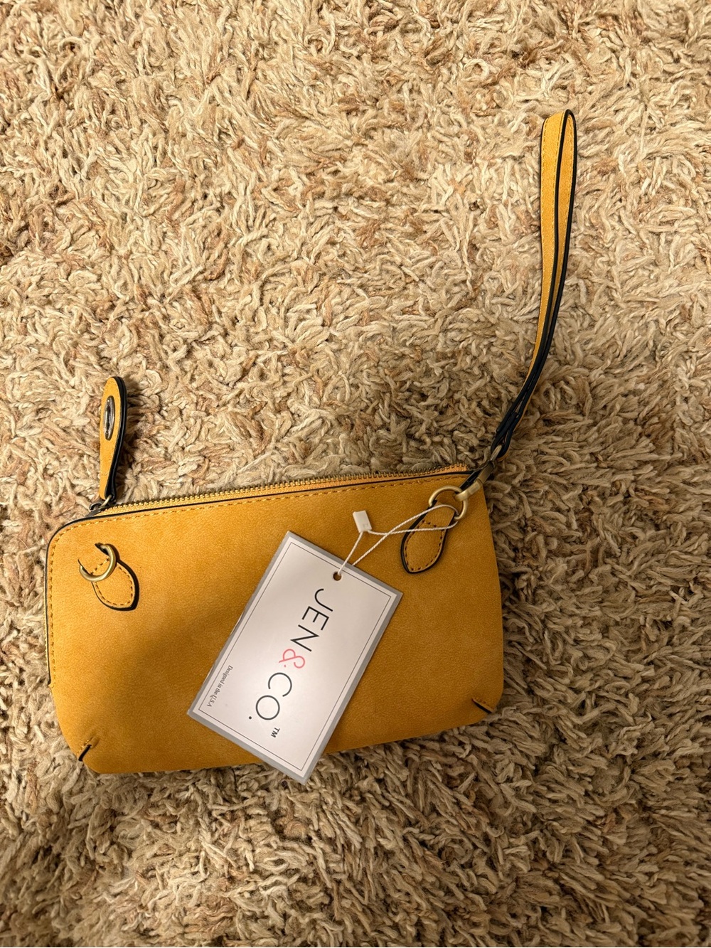 NWT JEN & CO. Mustard Yellow Wristlet Clutch